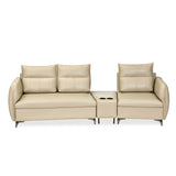 Infinia 2+1 Seater Leatherette Sofa Set with Triangle Console- Beige