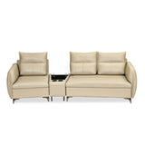 Infinia 1+2 Seater Leatherette Sofa Set with Triangle Console- Beige