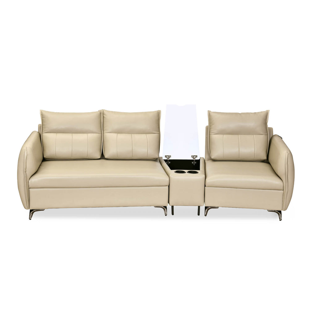 Infinia 2+1 Seater Leatherette Sofa Set with Triangle Console- Beige