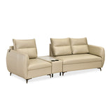 Infinia 1+2 Seater Leatherette Sofa Set with Triangle Console- Beige