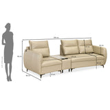 Infinia 1+2 Seater Leatherette Sofa Set with Triangle Console- Beige