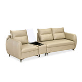 Infinia 1+2 Seater Leatherette Sofa Set with Triangle Console- Beige