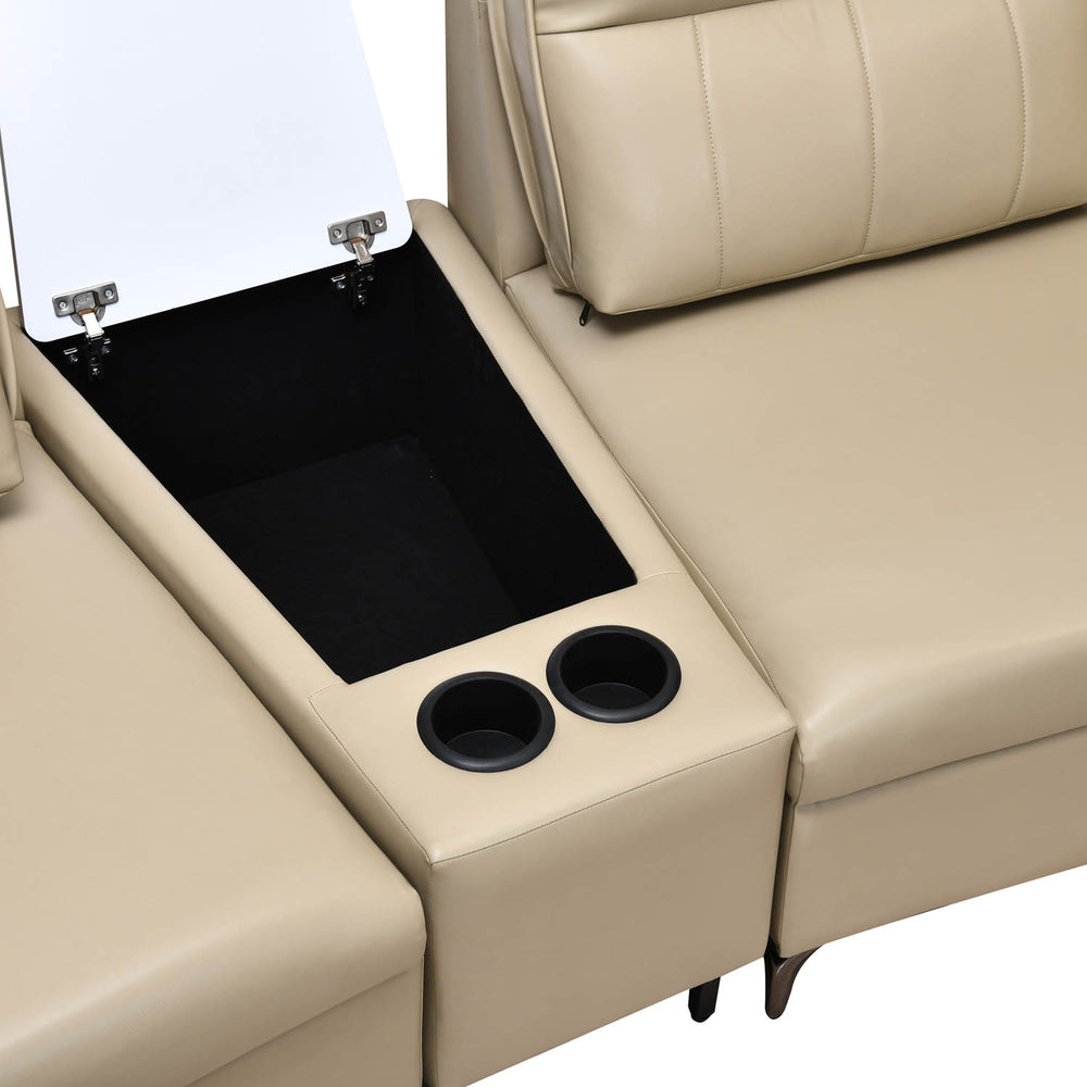 Infinia 1+2 Seater Leatherette Sofa Set with Triangle Console- Beige