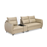 Infinia 1+2 Seater Leatherette Sofa Set with Rectangle Console- Beige