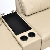 Infinia 1+2 Seater Leatherette Sofa Set with Rectangle Console- Beige
