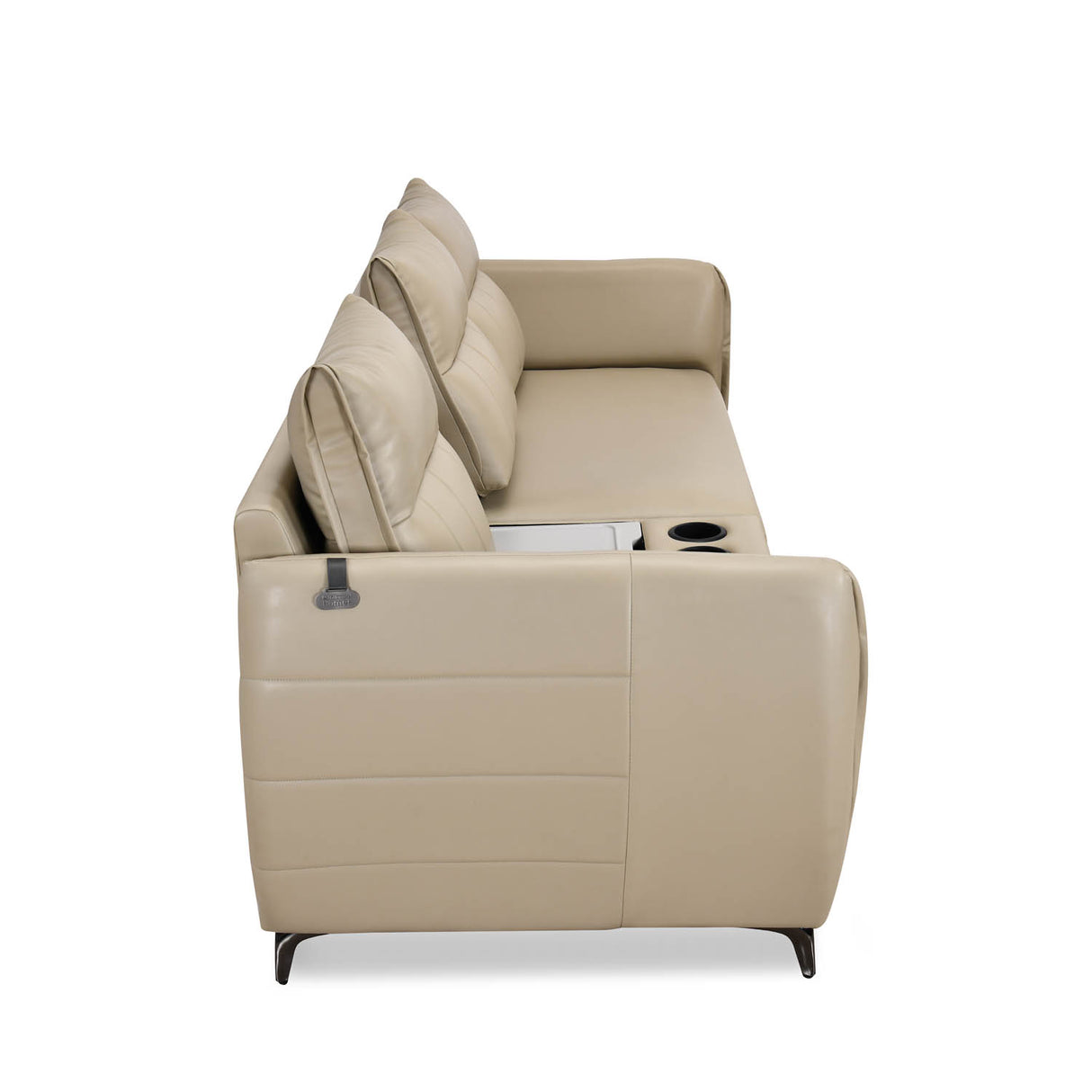 Infinia 1+2 Seater Leatherette Sofa Set with Rectangle Console- Beige
