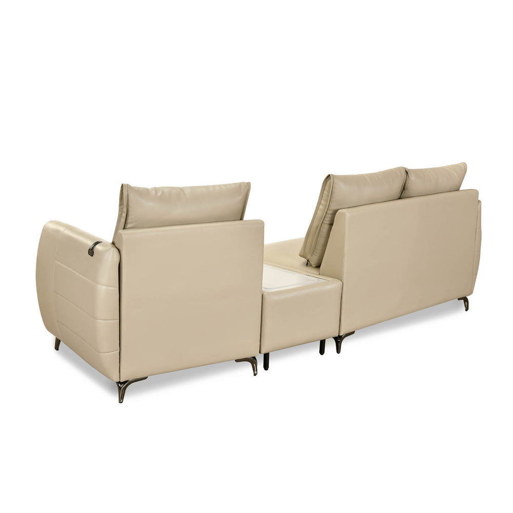 Infinia 2+1 Seater Leatherette Sofa Set with Triangle Console- Beige