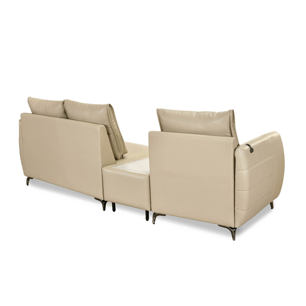 Infinia 1+2 Seater Leatherette Sofa Set with Triangle Console- Beige