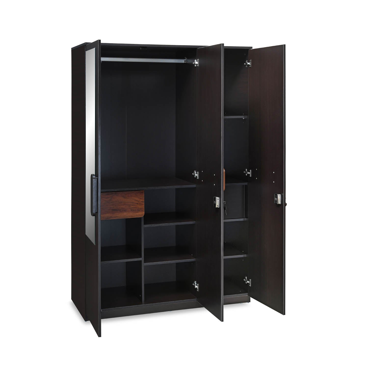 Buy Raven Wooden 3 Door Wardrobe (Wenge) Online in India