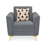 Cooper 1 Seater Fabric Sofa with Cushion- Metallic Grey