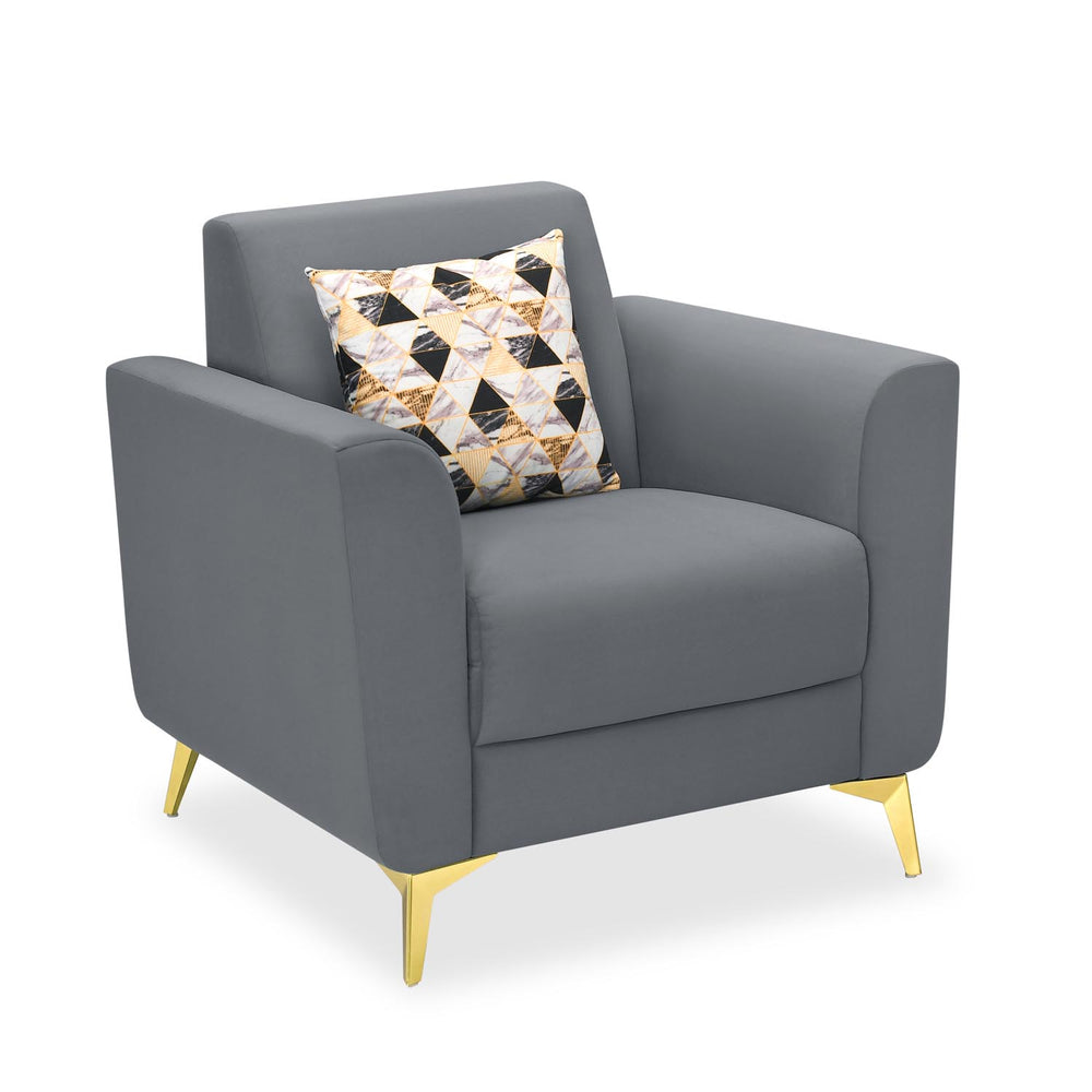 Cooper 1 Seater Fabric Sofa with Cushion- Metallic Grey
