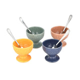 Ceramic Ice-cream Serving Bowl with Spoon Set of 4- Multicolor