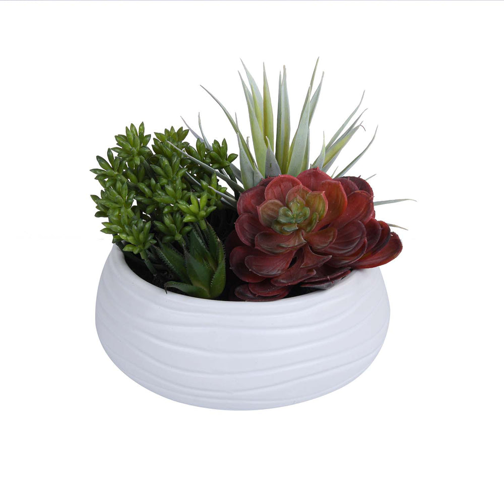 Rosette Succulent Artificial Potted Plant- Green