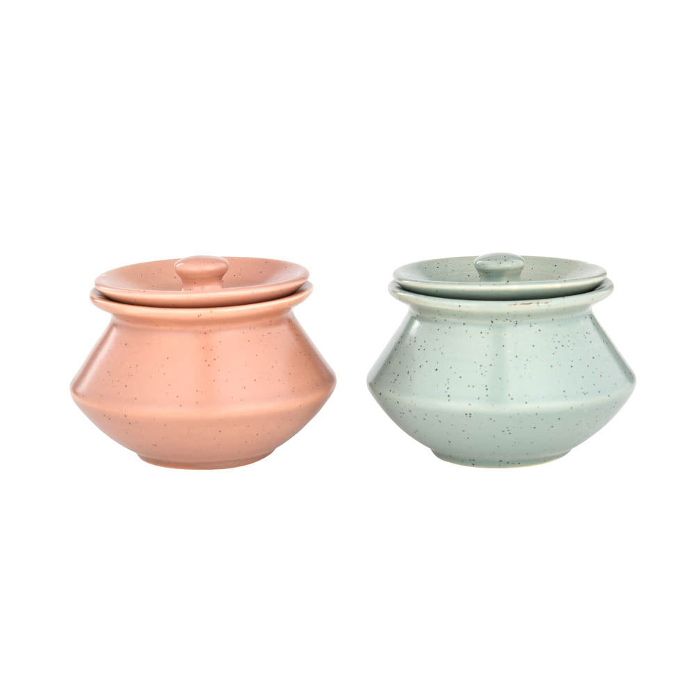 Ceramic Serving Jar with Lid Set of 2- Multicolor