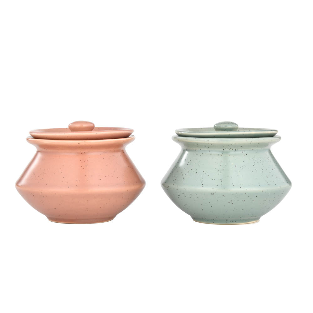 Ceramic Serving Jar with Lid Set of 2- Multicolor