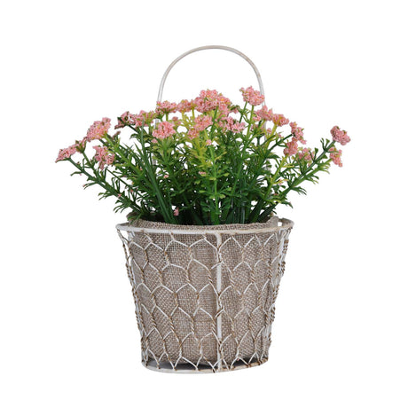 Minimal Bloom Basket Floral Potted Plant- Pink