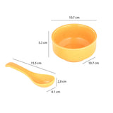 Ceramic Soup Bowl with Spoon Set of 4- Multicolor