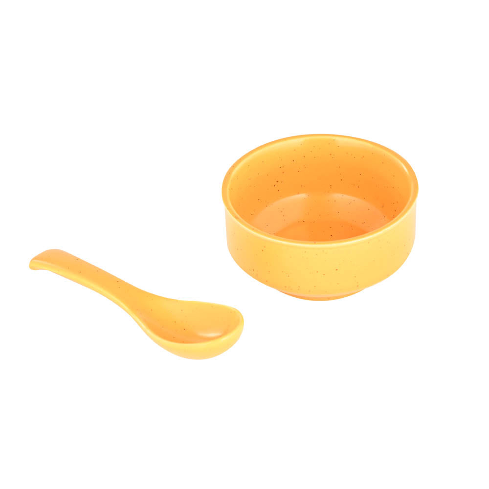 Ceramic Soup Bowl with Spoon Set of 4- Multicolor