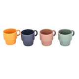 Ceramic Set of 4 Tea Cups with Stand- Multicolor