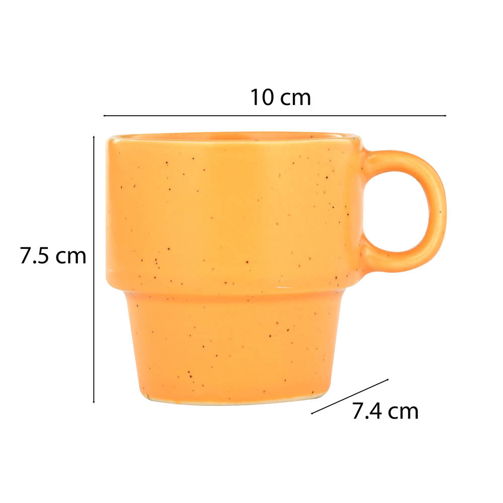 Ceramic Set of 4 Tea Cups with Stand- Multicolor