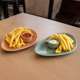 Ceramic Serving Platter with Dip Bowl Set of 2- Multicolor