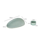 Ceramic Serving Platter with Dip Bowl Set of 2- Multicolor