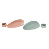 Ceramic Serving Platter with Dip Bowl Set of 2- Multicolor