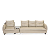Infinia 3+1 Seater Leatherette Sofa Set with Triangle Console- Beige