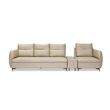 Infinia 3+1 Seater Leatherette Sofa Set with Rectangle Console- Beige