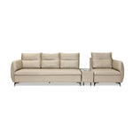 Infinia 3+1 Seater Leatherette Sofa Set with Rectangle Console- Beige