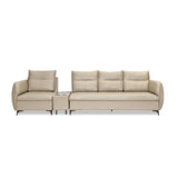Infinia 1+3 Seater Leatherette Sofa Set with Rectangle Console- Beige