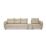 Infinia 3+1 Seater Leatherette Sofa Set with Rectangle Console- Beige