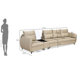 Infinia 1+3 Seater Leatherette Sofa Set with Triangle Console- Beige