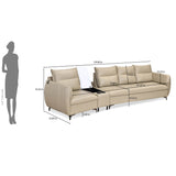 Infinia 1+3 Seater Leatherette Sofa Set with Triangle Console- Beige