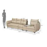 Infinia 3+1 Seater Leatherette Sofa Set with Rectangle Console- Beige