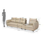 Infinia 3+1 Seater Leatherette Sofa Set with Rectangle Console- Beige