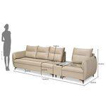 Infinia 3+1 Seater Leatherette Sofa Set with Rectangle Console- Beige