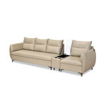 Infinia 3+1 Seater Leatherette Sofa Set with Rectangle Console- Beige