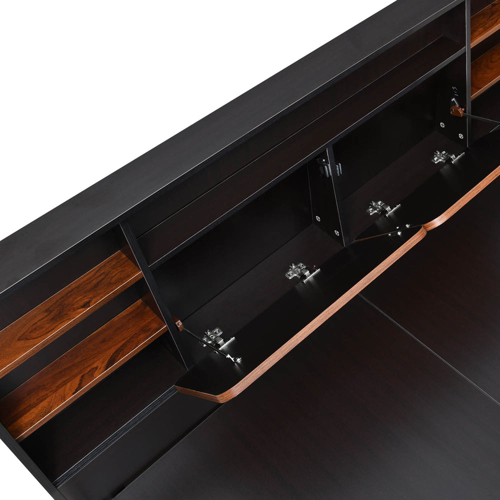 Raven Wooden Queen Bed with Box Storage- Wenge