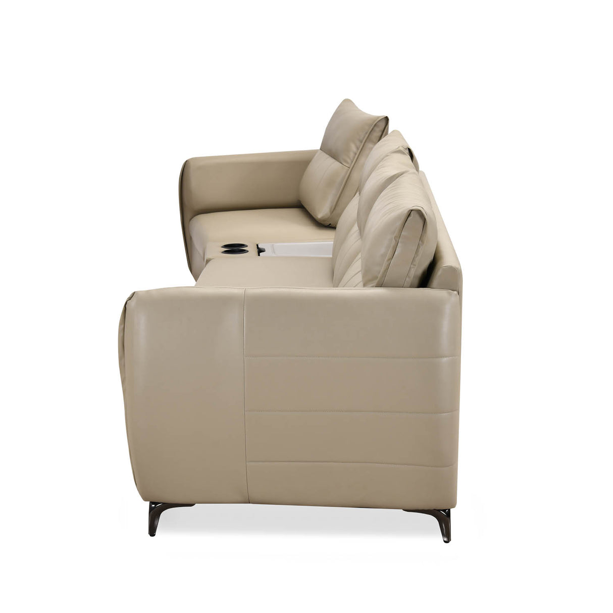 Infinia 1+3 Seater Leatherette Sofa Set with Triangle Console- Beige