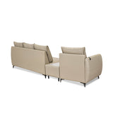 Infinia 1+3 Seater Leatherette Sofa Set with Triangle Console- Beige