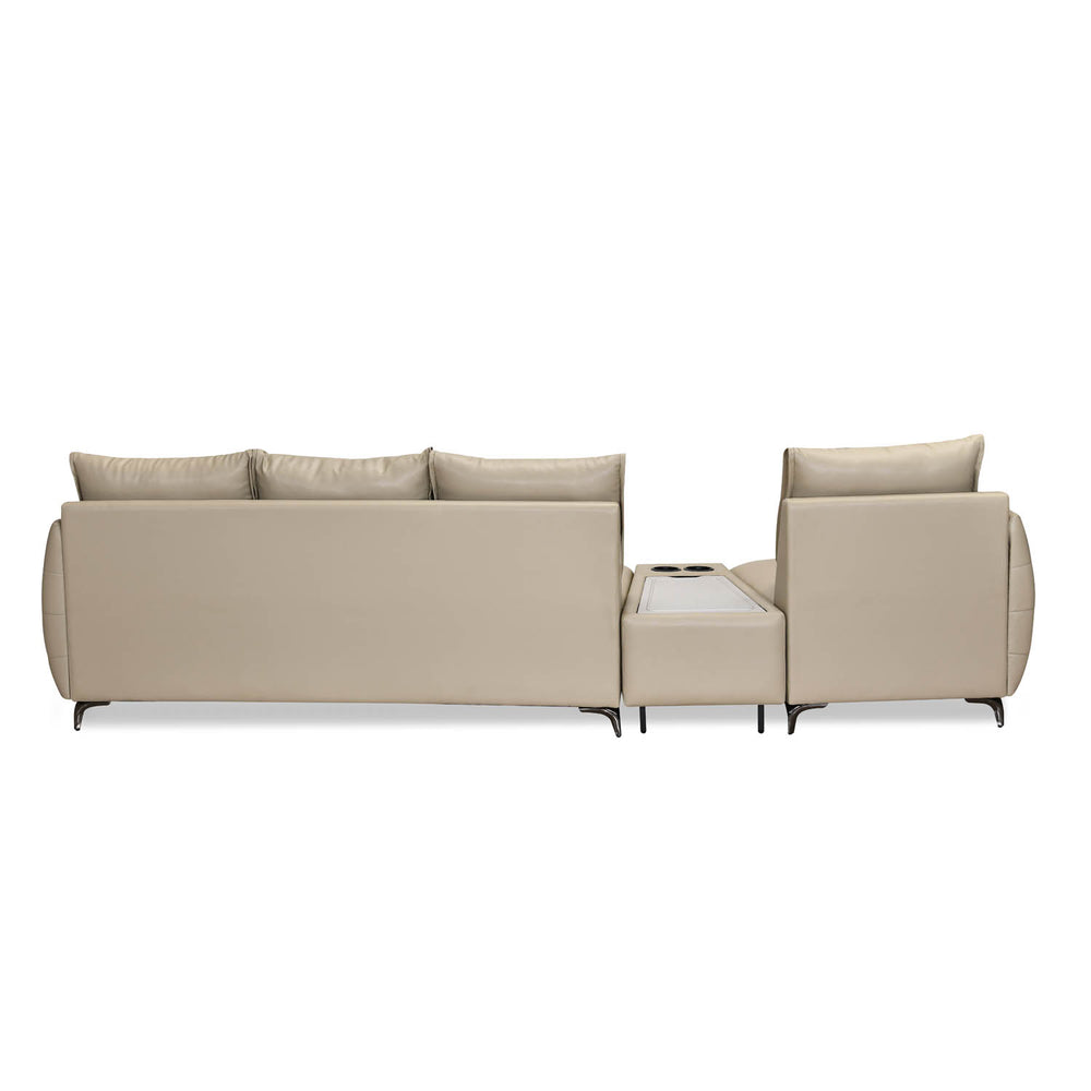 Infinia 3+1 Seater Leatherette Sofa Set with Triangle Console- Beige