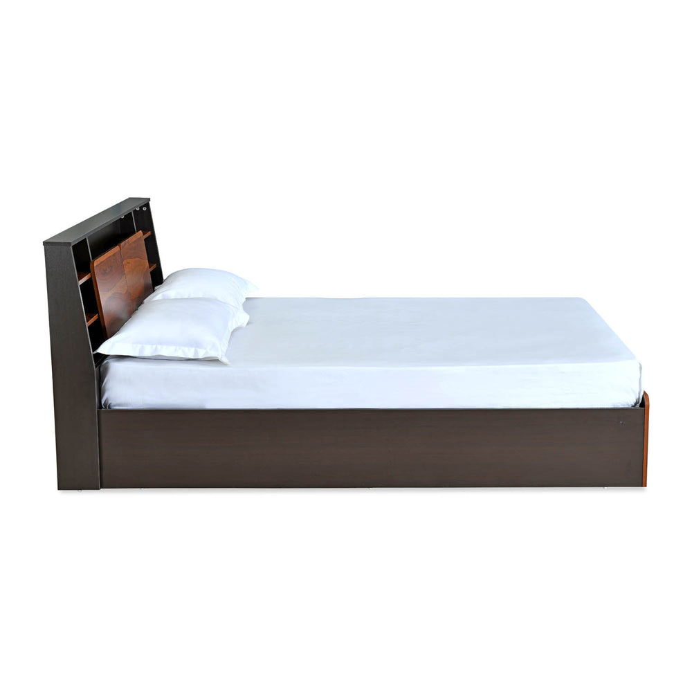 Raven Wooden Queen Bed with Box Storage- Wenge