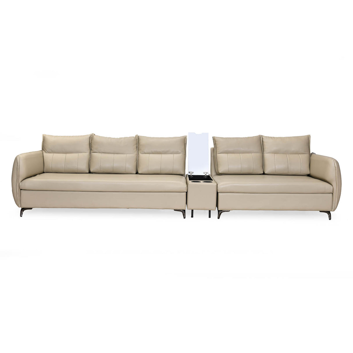Infinia 3+2 Seater Leatherette Sofa Set with Rectangle Console- Beige