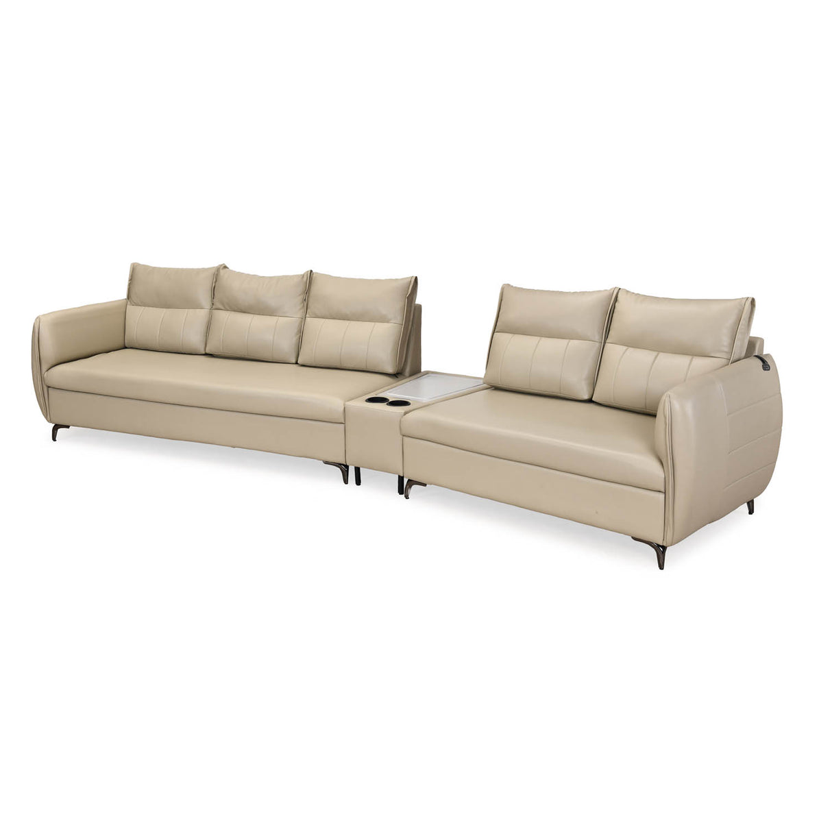 Infinia 3+2 Seater Leatherette Sofa Set with Triangle Console- Beige