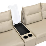 Infinia 2+2+1 Seater Leatherette Sofa Set with Left Corner Sofa and Rectangle Console- Beige