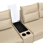 Infinia 3 Seater Leatherette Sofa with Left Lounger and Rectangle Console- Beige