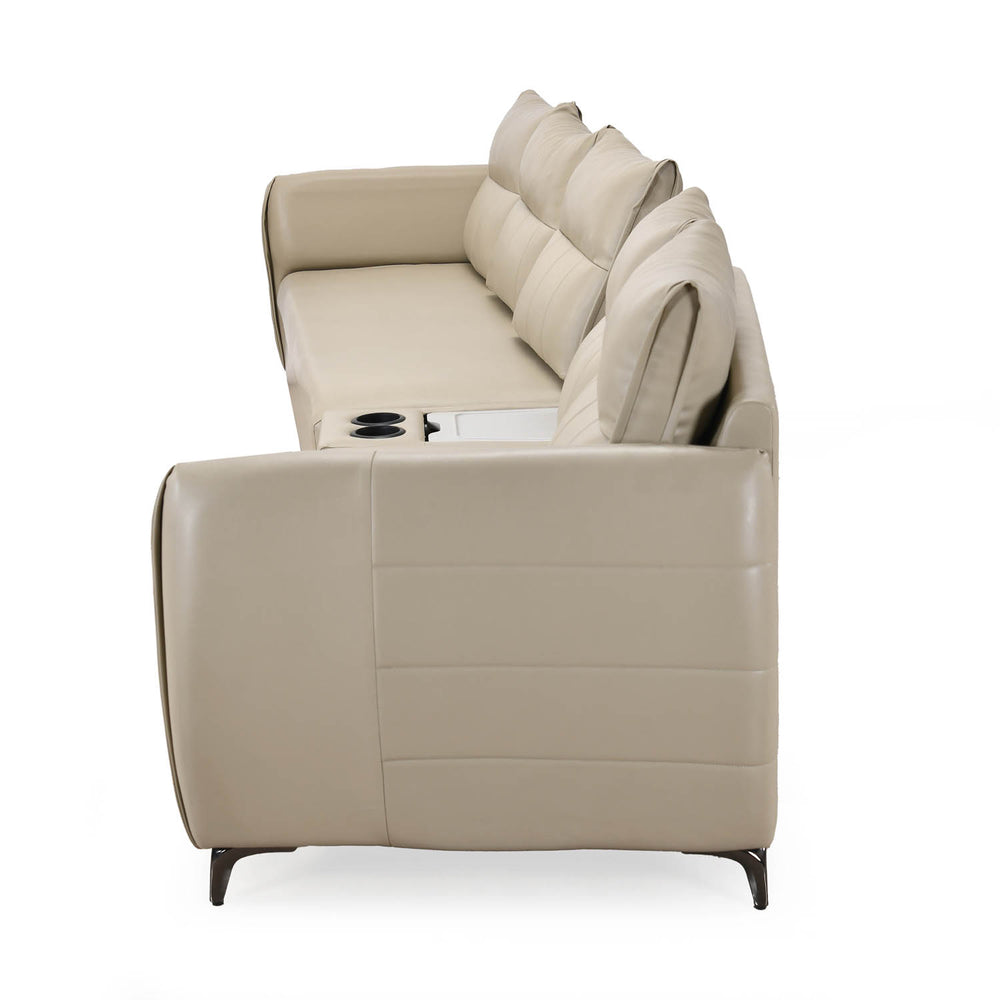 Infinia 3+2 Seater Leatherette Sofa Set with Triangle Console- Beige