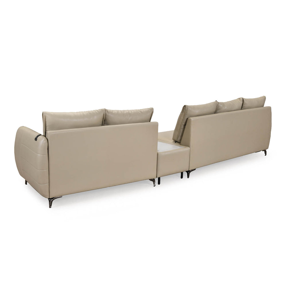 Infinia 3+2 Seater Leatherette Sofa Set with Triangle Console- Beige