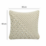 Abstract Pattern Cotton & Polyester 16" x 16" Macrame Cushion Cover (White)